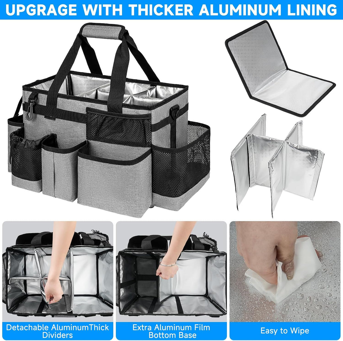 Cleaning Caddy Bag, Cleaning Supplies Organizer for Housekeepers, Housekeeping Caddy with Handle and Detachable Padded Cushion, Black
