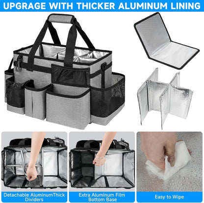 Cleaning Caddy Bag, Cleaning Supplies Organizer for Housekeepers, Housekeeping Caddy with Handle and Detachable Padded Cushion, Black
