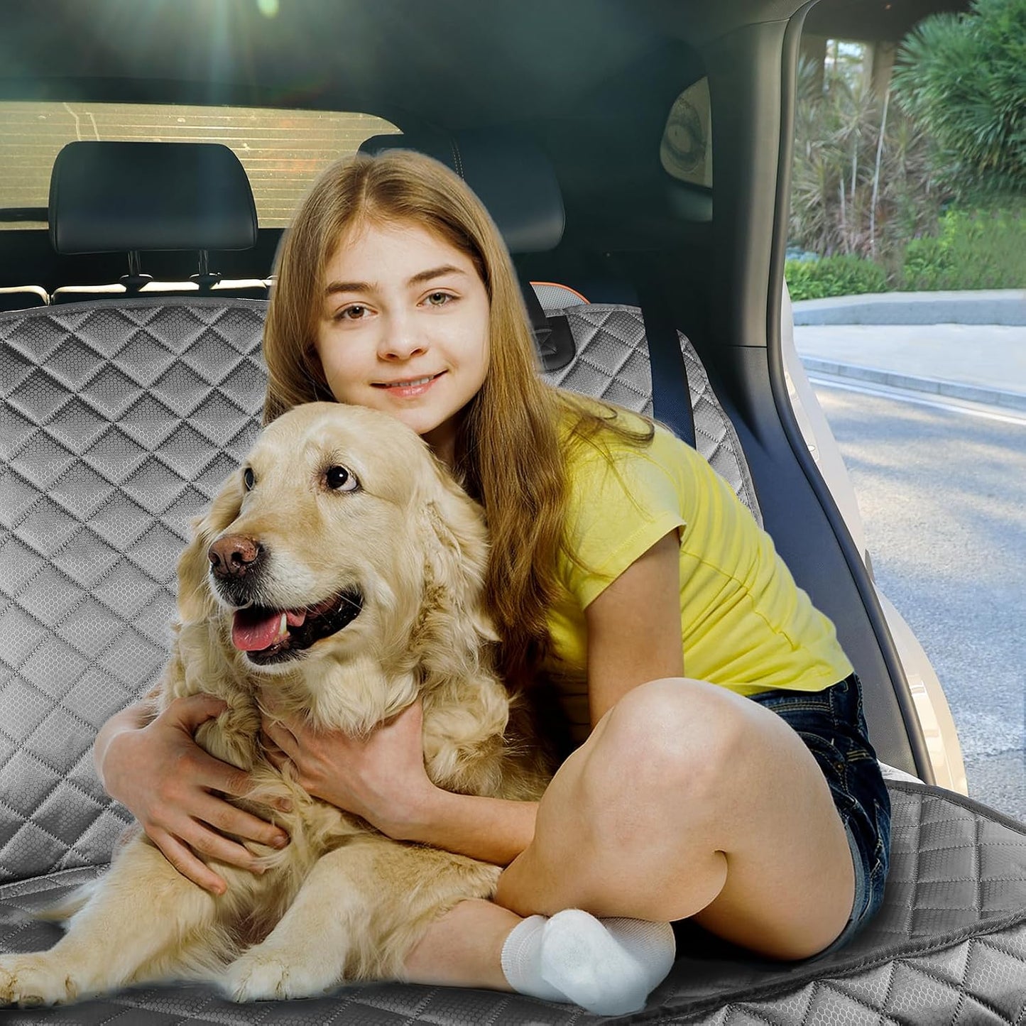 PETICON Waterproof Scratchproof Pet Bench Seat Covers for Cars, SUVs, Nonslip Durable Back Seat Cover for Dogs, 600D Oxford Fabric, Machine Washable