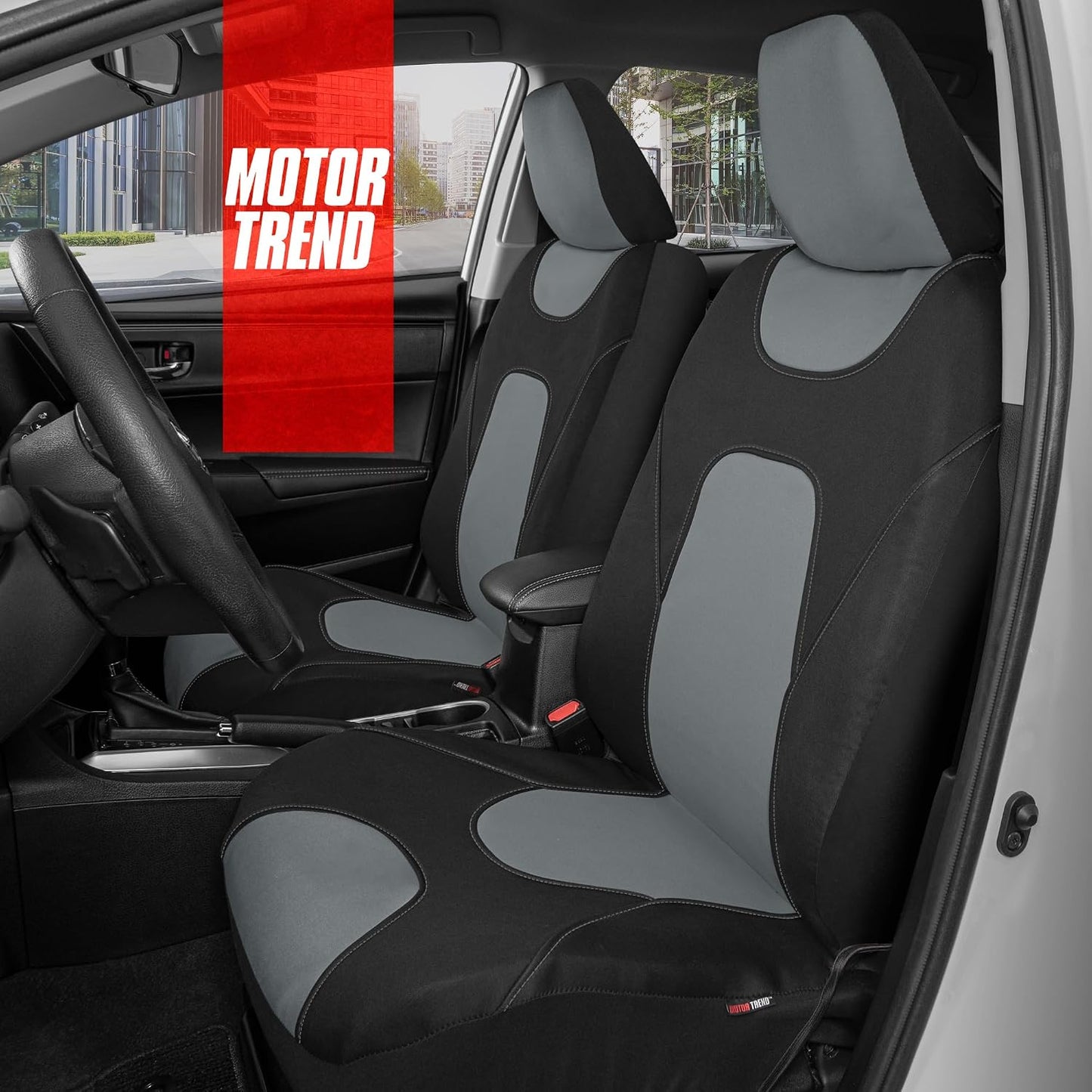 Motor Trend AquaShield Waterproof Front Seat Covers, Black Seat Covers for Cars – Neoprene Front Car Seats Cover, SUV Seat Covers Protector - Car Interior Cover for Auto, Trucks, & Dog Owners