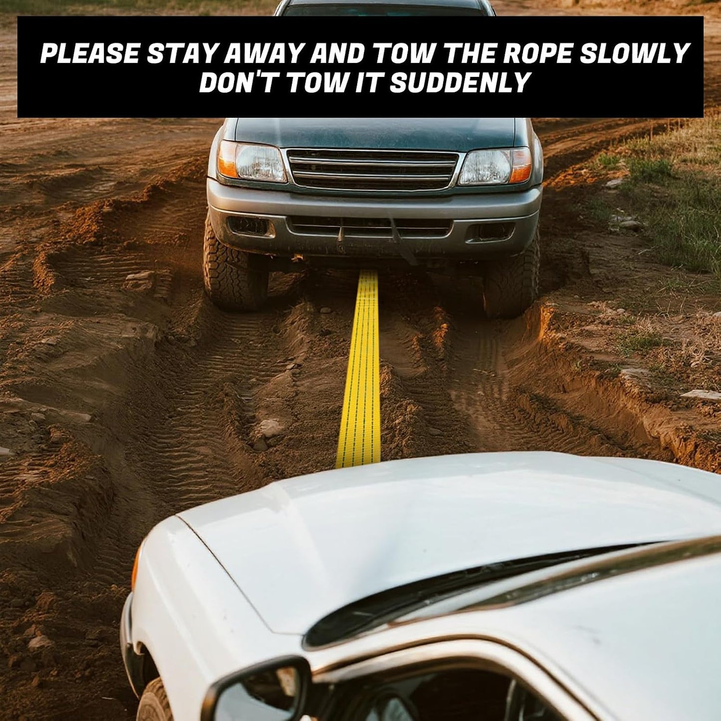 Tow Strap 118 Inch Heavy Duty 10,000 LB Capacity, Boat Winch Strap with Reinforced Loops, Recovery Tow Rope for Vehicle Off-Road & Marine Use, Boat Winch Strap with Hook Alternative