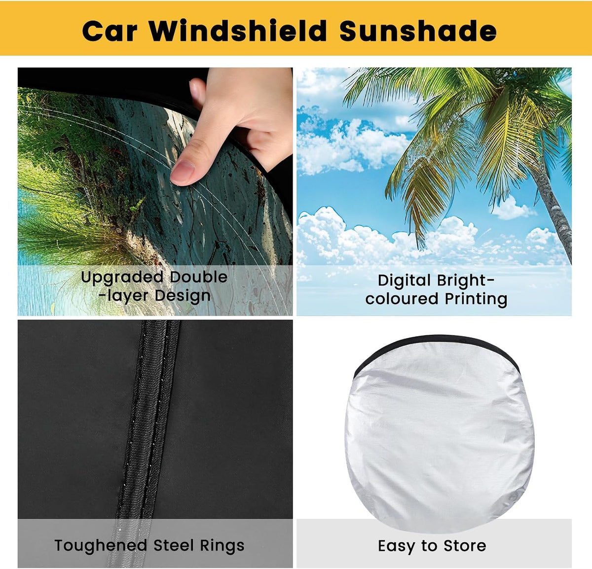 Iridescent Sun Shade for Car Windshield, Foldable Universal Car Windshield Upgrade Sunshade Enhanced UV Rays Reflective Sun Visor Shade Keeps Vehicle Cool