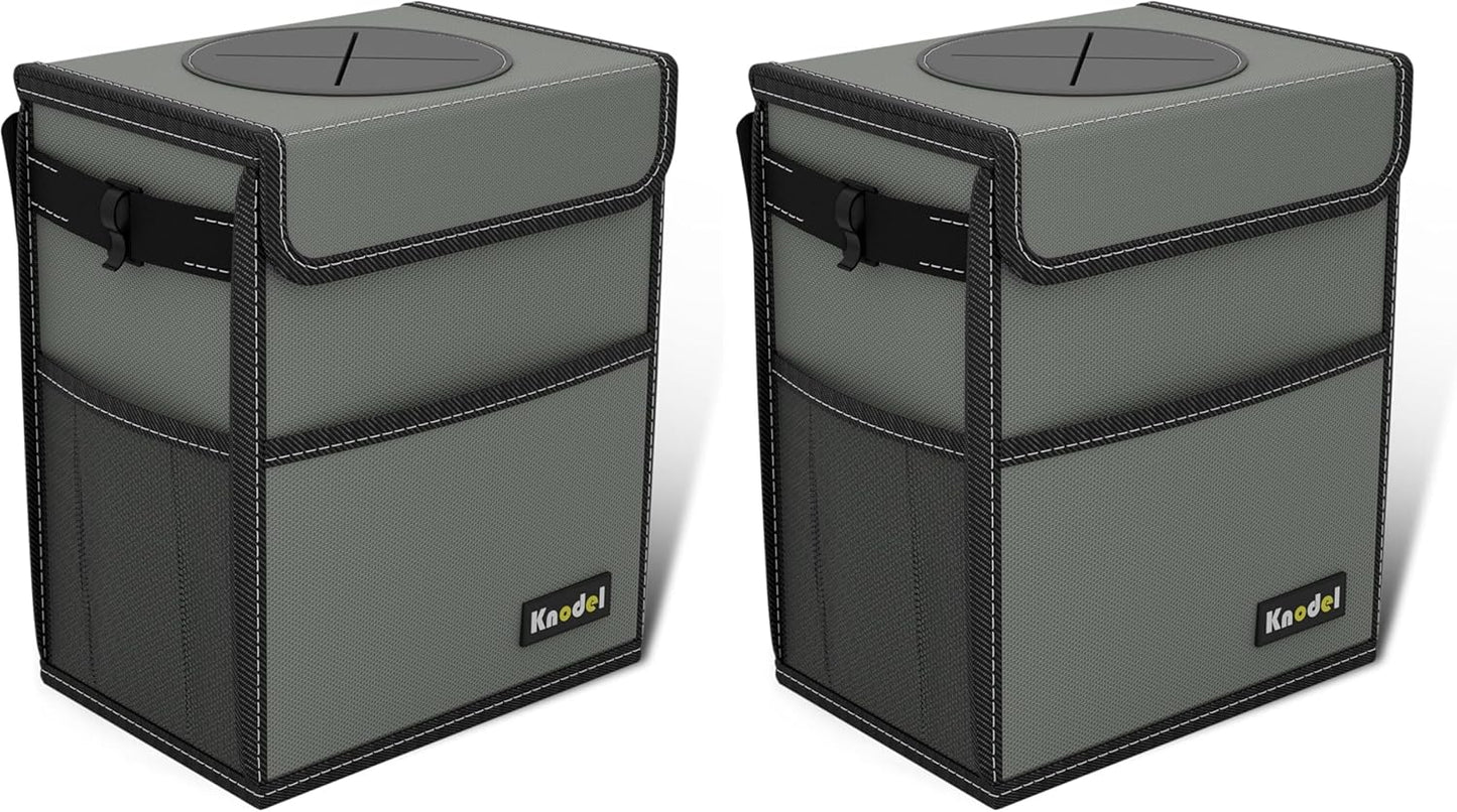 K KNODEL 2 Gallon Black Leak-Proof Waterproof Car Trash Can with Lid