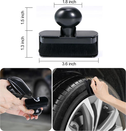 BABYSHEEP Car Tire Shine Applicator,Large Vegan Tire Shine Brush - Automotive Tire Dressing Applicator Brush with Storage Stand for Tire Detailing & Car Wash Kit, Black, 3.6 Inch Length (Black)