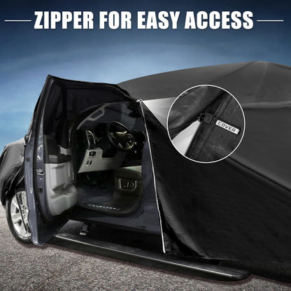 X AUTOHAUX Car Cover for Honda Civic Sedan/Coupe 210D-PU Outdoor Full Car Cover All Weather with Door Zipper for Waterproof Windproof Sun Rain Snow Protection