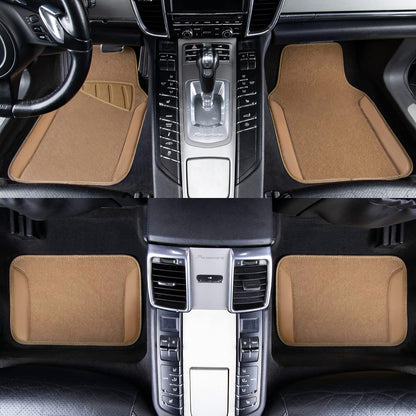 CAR PASS Waterproof Universal Fit Car Floor Mats, Faux Leather Car Carpet Mats, Black Car Mats with Anti-Slip Nibbs Backing & Driver Heel Pad Fit for SUV,Vans,sedans, Trucks,Set of 4pcs(All Black)