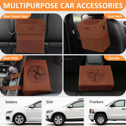 Vankor Car Trash Can Bin with Lid Hanging for Back Seat, Car Accessories for Women Men Leak Proof Automotive Garbage Cans Leakproof Vehicle Trash Can for Truck SUV Black