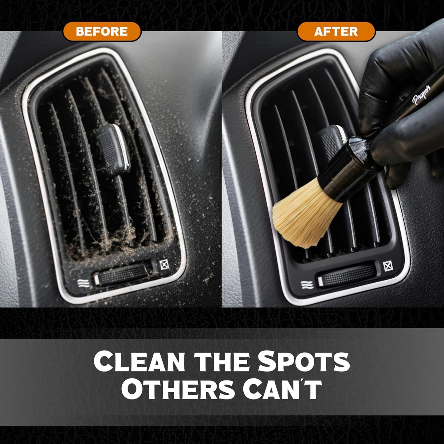 Premium Car Detailing Brush Set - Professional 3 Pack Kit Detail Brushes with Soft Boars Hair Bristles for Auto Interior & Exterior - for Cleaning Leather Seats, Air Vents, Wheels & Emblems