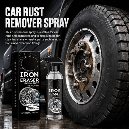 2PCS Iron Eraser Rust Remover Spray, Iron Eraser Iron and Rust Remover with Sponges and Towels, Fast Acting Iron Powder & Rust Cleaner for Light Rust Spots, Metal Surfaces, Cars and Motorcycles