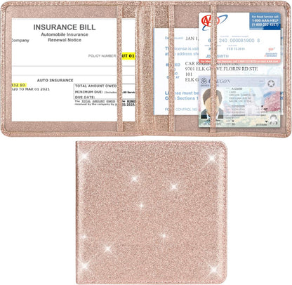 Car Registration and Insurance Holder, Car Accessories Vehicle Glove Box Car Organizer Women Wallet Case for Cards, Essential Document, Driver License by Cacturism, Pink | for Cards