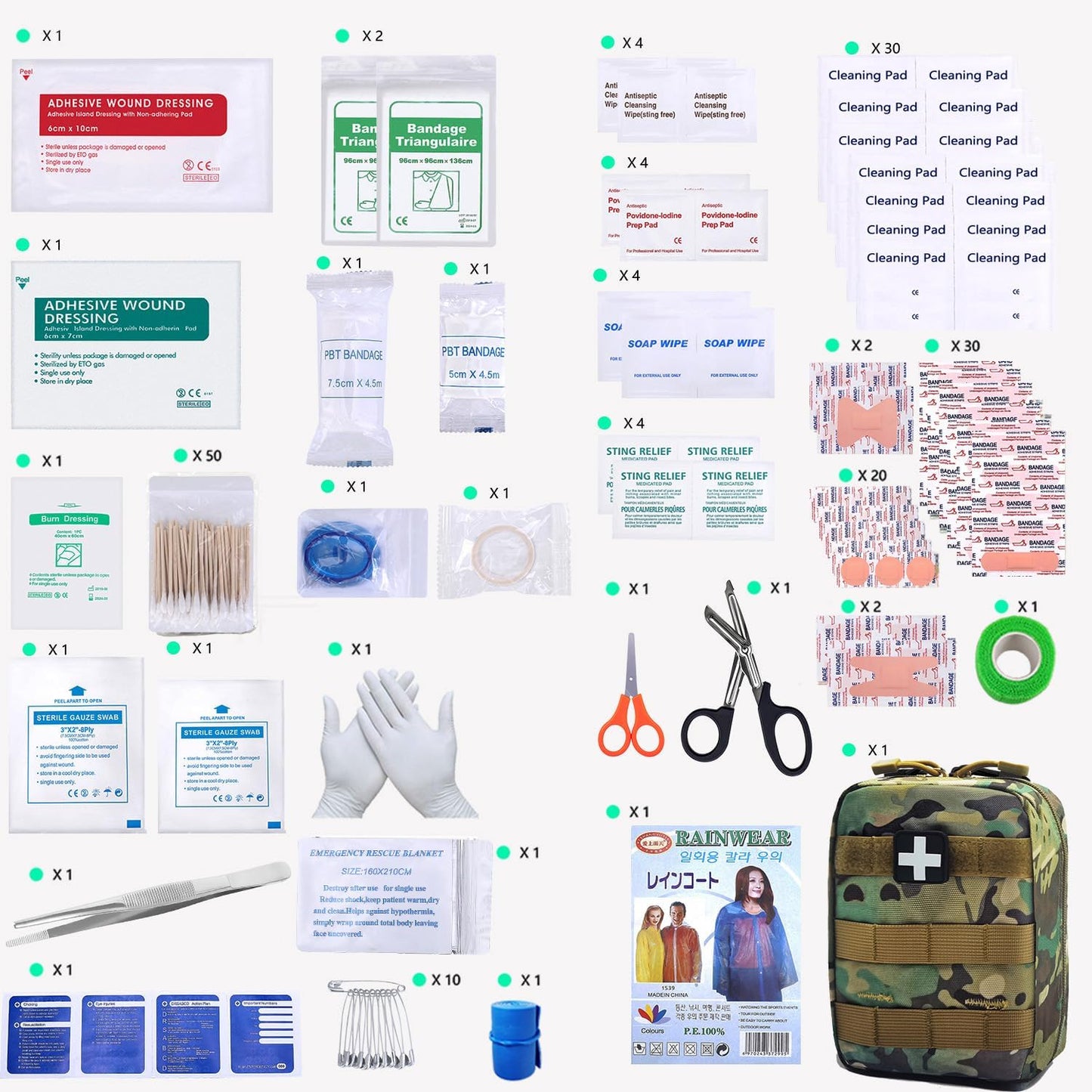 Carlebben EMT Pouch MOLLE Ifak Pouch Tactical MOLLE Medical First Aid Kit Utility Pouch (With Medical Supplies)