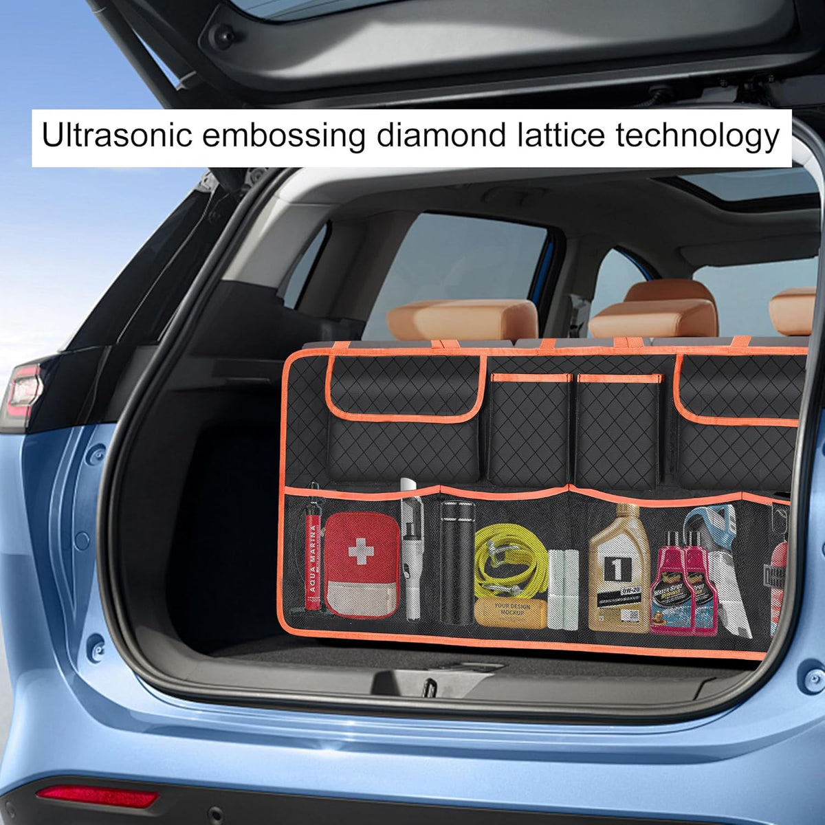 Car Trunk Organizer and Storage, Large Capacity Backseat Hanging Storage Accessories, Backseat Car Organizer for SUV/MPV/Truck (Black)