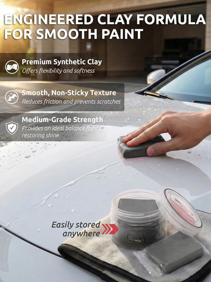 Car Clay Bars Auto Detailing 2 Pack 100g by TAKAVU, Premium Medium Grade Material, Auto Detailing Magic Clay Bar Cleaner for Cleaning Cars, RV, Boats and Bus (Red)