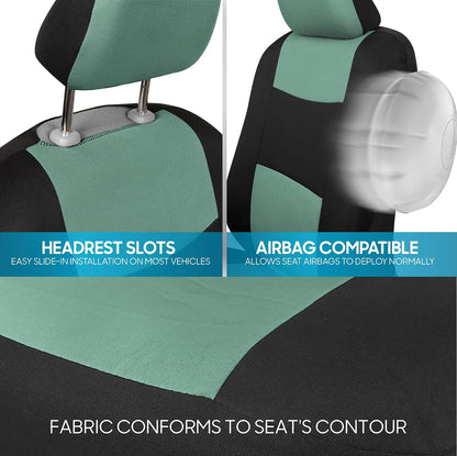 BDK PolyPro Car Seat Covers Full Set in Charcoal on Black – Front and Rear Split Bench for Cars, Easy to Install Cover Set, Accessories Auto Trucks Van SUV