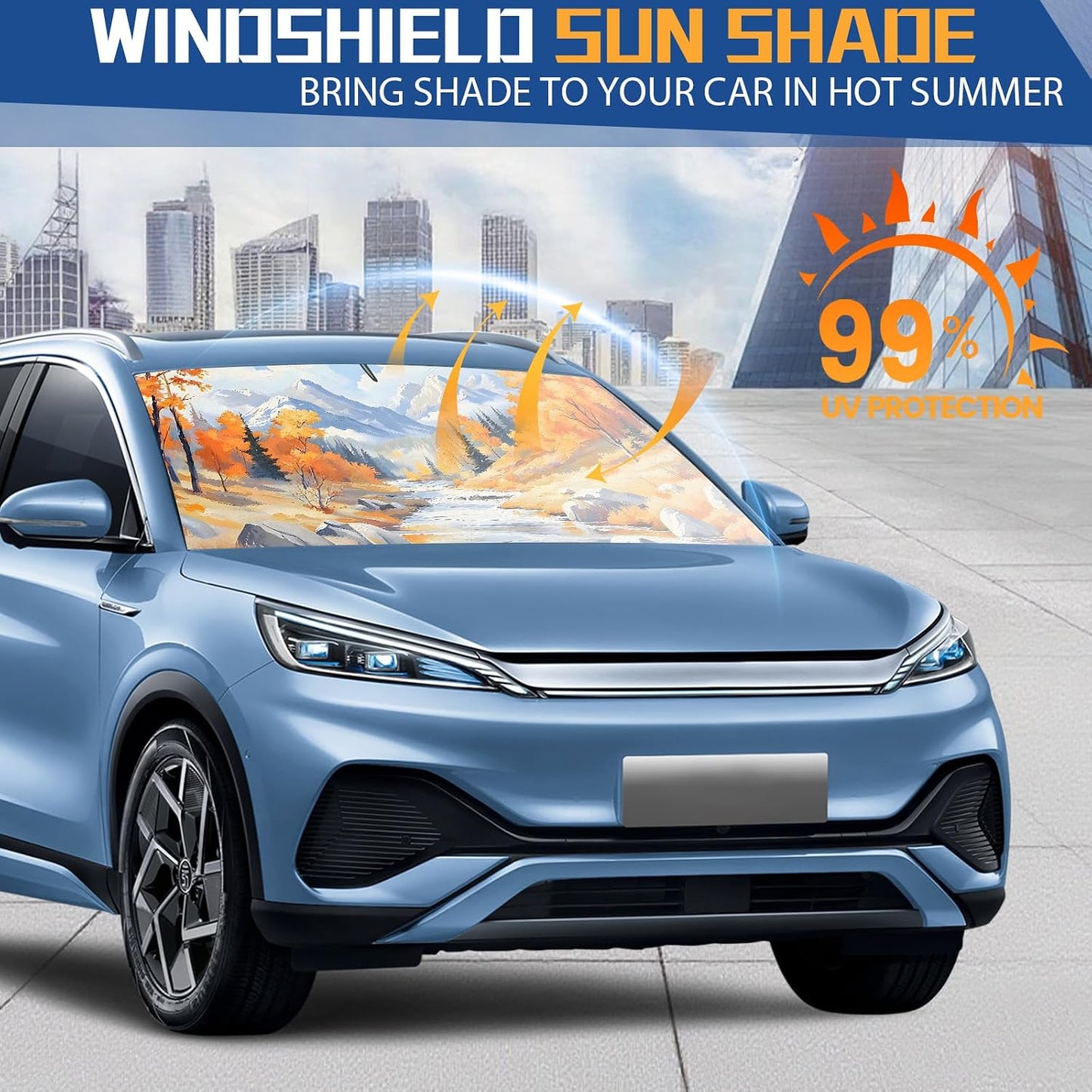 Windshield Sun Shade - Windshield Sun Shade Foldable Offers Ultimate Protection for Car Interior UV Protection Car