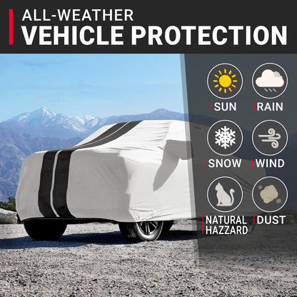 iCarCover 15-Layer Car Cover Waterproof All Weather | Premium Quality Car Covers for Automobiles, UV Protection, El Camino, Impala, Bel Air, Monte Carlo, Galaxie, Charger, Size C21 (See Size Chart) - Colors B