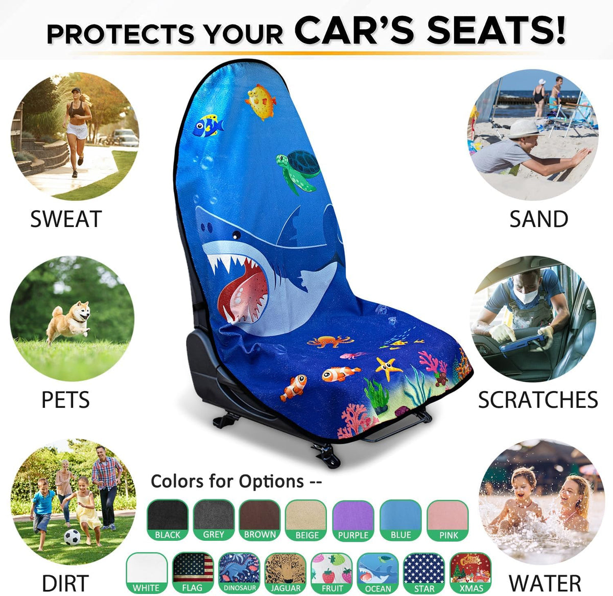 Waterproof Sweating Car Seat Cover for Post Gym Workout, Running, Swimming, Beach and Hiking, Universal Fit Non-Slip Towel Bucket Seat Protector for Cars SUV Trucks, Machine Washable (Grey)