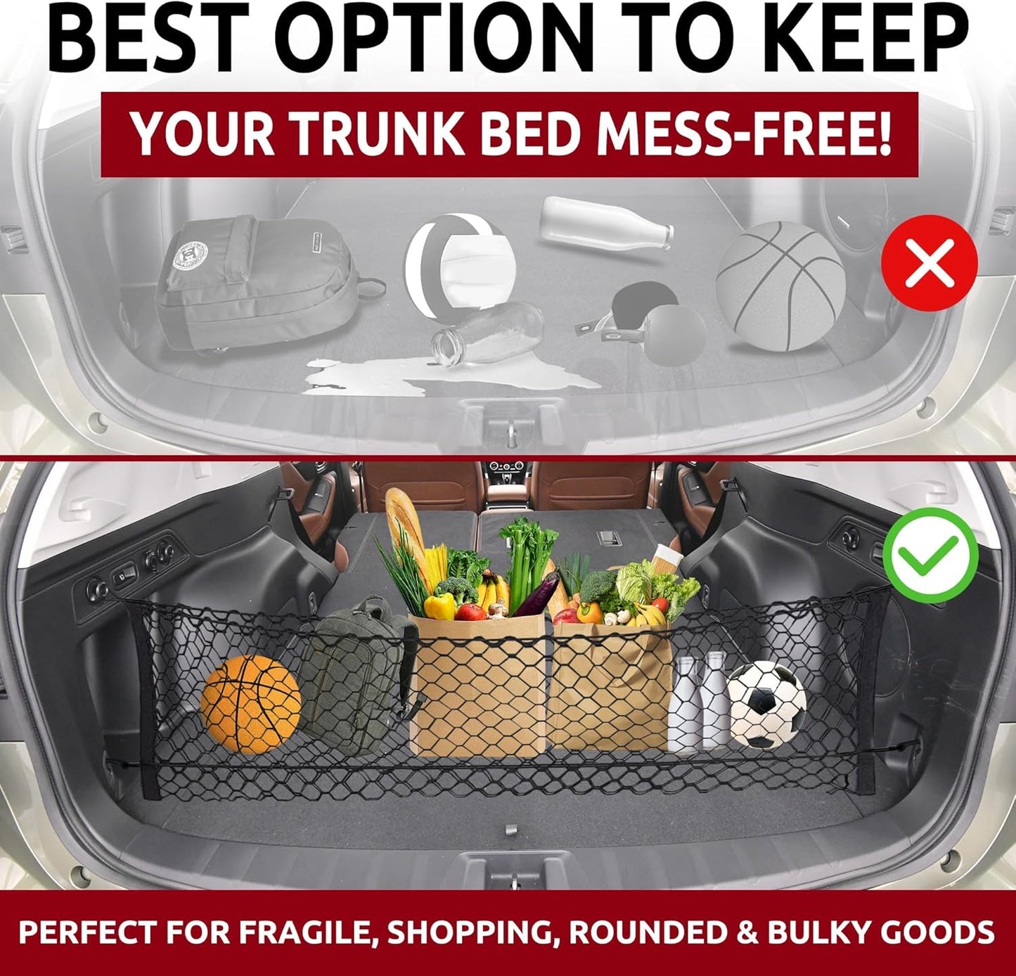 Envelope Style Automotive Elastic Trunk Mesh Cargo Net for Subaru Forester (SK) 2019-2026 - Premium Trunk Organizer and Storage - Luggage Net for SUV - Best Car Organizer for Subaru Forester