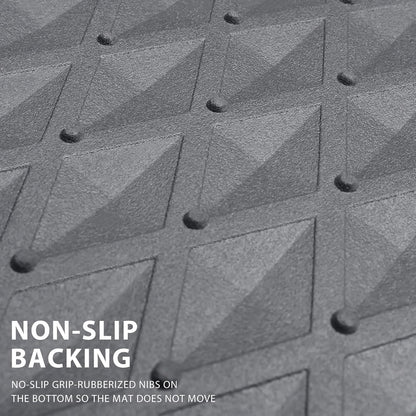 CAR PASS Black Rubber Car Mats, All-Weather Floor Mats Full Set Durable Anti-Slip 3D Rhombus Waterproof Automotive Pad Trim to Fit Liner Universal Fit for Sedan SUV Truck Van, 4 Pcs All Black Rubber