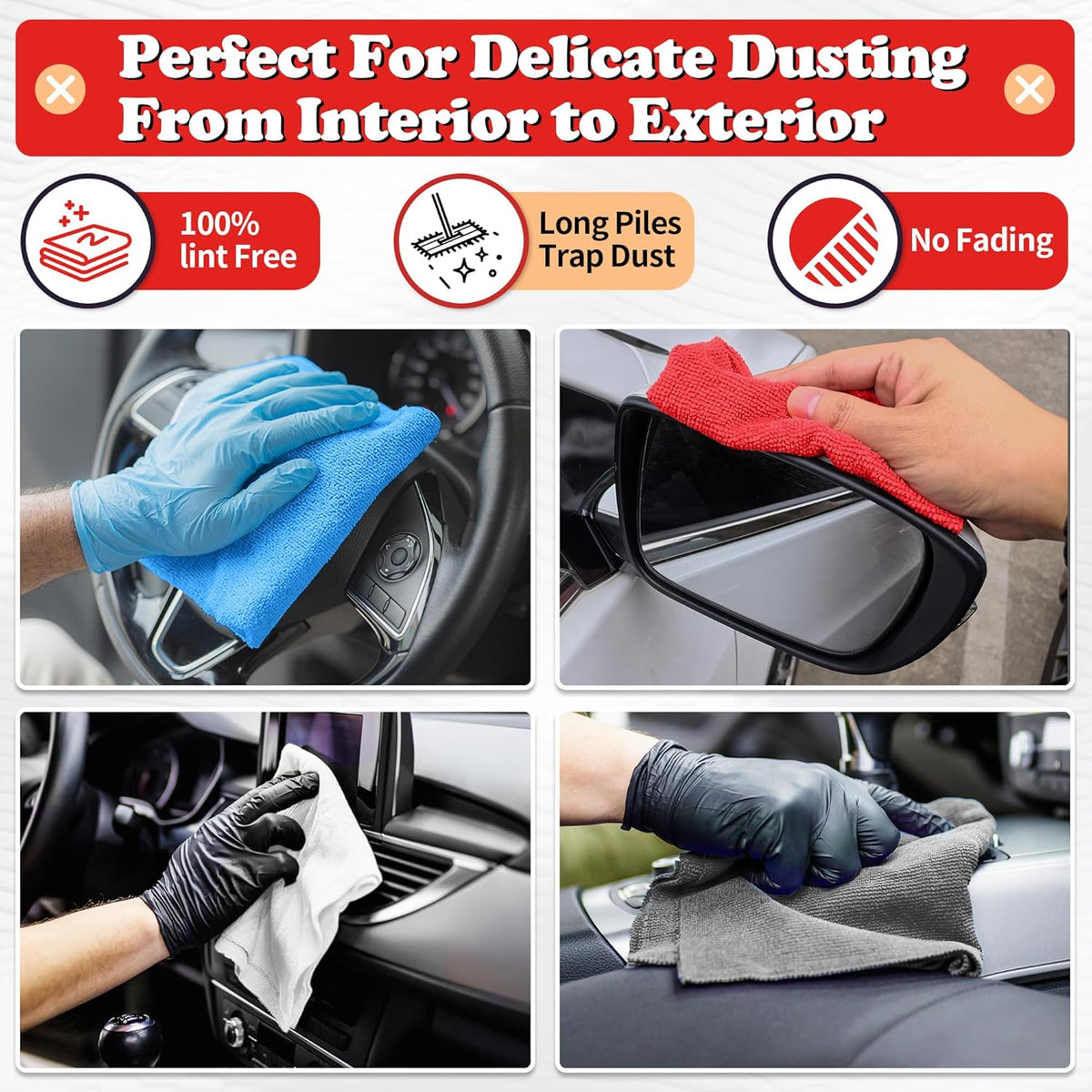 FIXSMITH Shop Towels, Pack of 200, Grey Microfiber Cleaning Cloth Bulk, Microfiber Towels for Cars, All-Purpose Absorbent Cleaning Rags, Dust Cloth for Automotive, Mechanic, Garage, 11.5 x 11.5 inch