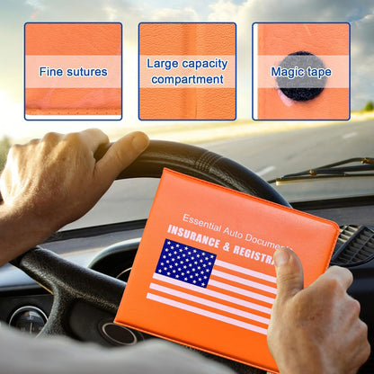 Ziciner Car Registration Insurance Holder, 2Pack Essential Auto Card Document Glove Box Organizer with Touch Fastener, Vehicle Interior Accessories Perfect for Most Car, Truck, SUV (Red/Small Car)