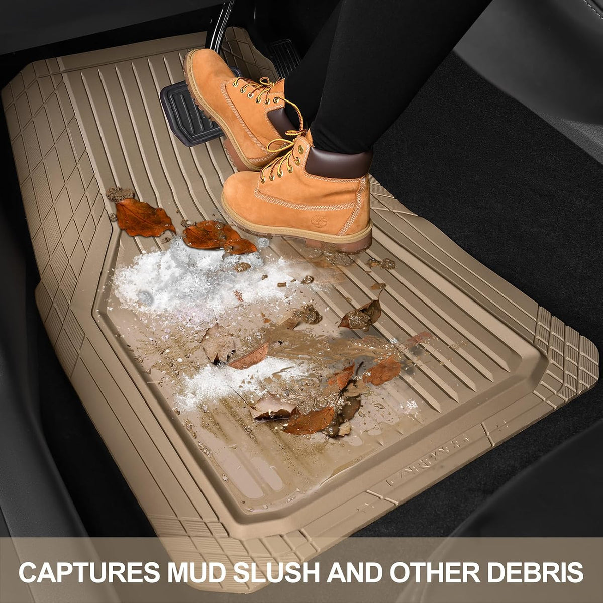 CAR PASS Heavy Duty Rubber Floor Mats for Car, Waterproof Liner Deep Dish Car Mats Full Sets, Universal Trim to Fit for SUV Truck Sedans Vans, All Weather Automotive Floor Mats 3pcs, Solid Black