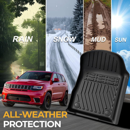 Floor Mats for Jeep Cherokee 2019-2023, All Weather Floor Mats Trunk Cargo Liner with Backrest Protectors and Door Sill Guards Accessories, Full Coverage Set