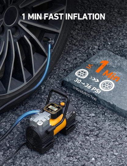 AstroAI Tire Inflator Portable Air Compressor 150 PSI 12V DC Tire Pump with Digital Gauge Auto Shut-Off Fast Inflation, Ultra-Bright 12 LED Emergency Light for Car, Motorcycle, Bike, Ball, Inflatables