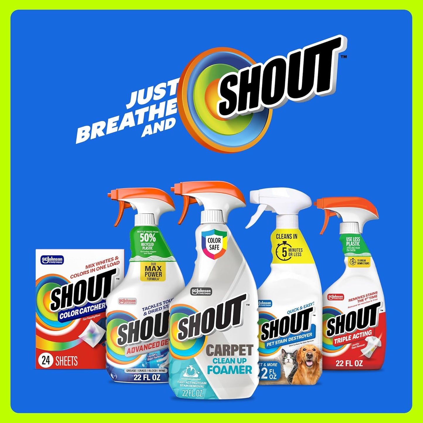 Shout Carpet Clean Up Foamer Rug & Carpet Cleaner, Color Safe and Fast Acting Spot & Stain Remover, 22 oz Trigger Spray