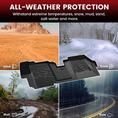 LASFIT Floor Mats for 2019-2025 2026 Ram 2500/3500 Crew Cab Bucket Seat for Carpet & Vinyl Floor (NOT fit Model with PTO Kit), All Weather TPE Custom Fit Car Mats Floor Liners 1st & 2nd Row, Black