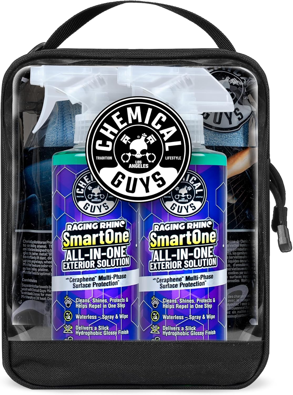 Chemical Guys Raging Rhino Waterless Car Wash And Quick Detailer Spray, No Rinse Exterior Cleaner For Paint, Glass, Wheels, Plastic, And Chrome, Spray And Wipe Shine, 20 Fl Oz