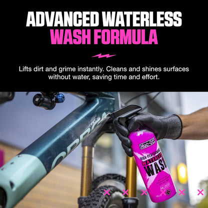 Muc-Off High Performance Waterless Bike Wash 750ml (Pack of 1) | Spray & Wipe Bike Cleaner | No Water Needed | Safe on Carbon Fibre | Cleans & Polishes with a Streak-Free Finish