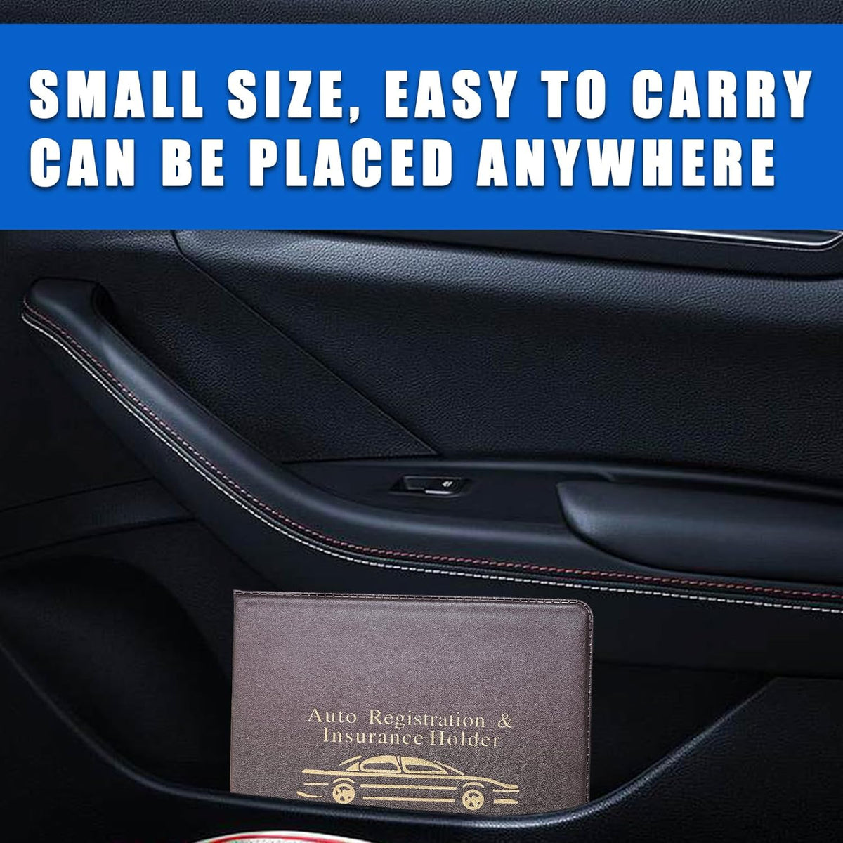 Ziciner Car Registration Insurance Holder, 2Pack Essential Auto Card Document Glove Box Organizer with Touch Fastener, Vehicle Interior Accessories Perfect for Most Car, Truck, SUV (Red/Small Car)