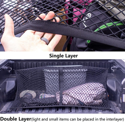 Highly Elastic Cargo Net, Simple Truck Bed Cargo Mesh Organizer, Suitable for Daily Light Loads of Trucks, 4'x4' Stretches to 7'x7' (Single Layer)
