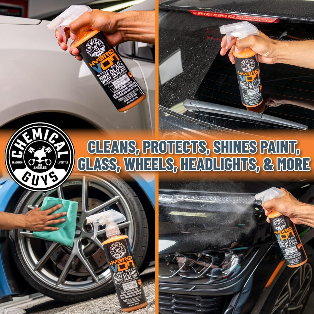Chemical Guys WAC_808_16 Hybrid V7 Optical Select High Gloss Spray Sealant & Quick Detailer (Safe for All Finishes Including Ceramic Coatings), 16 fl oz, Orange Scent