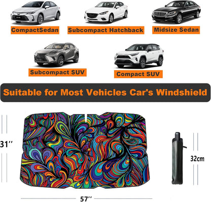 Windshield Sun Shade 2025 Car Accessories 100% Blackout Car Front Windsow Shades Umbrella Automotive Sun Visor Block Heat Insulation Protection (Black Eyes)