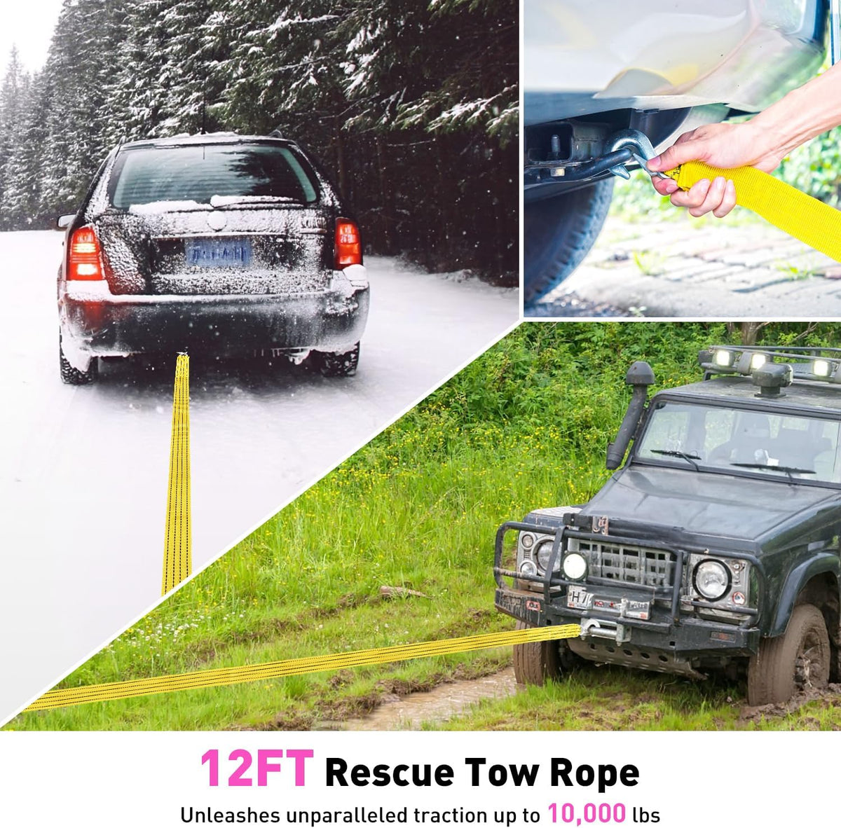 Roadside Car Emergency Kit, Winter Car Safety Kit with 10FT Jumper Cables, Tow Strap, Tool Kit, Reflective Warning Triangle, Road Trip Essentials, for New Drivers, Teens