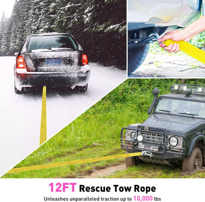 Roadside Car Emergency Kit, Winter Car Safety Kit with 10FT Jumper Cables, Tow Strap, Tool Kit, Reflective Warning Triangle, Road Trip Essentials, for New Drivers, Teens