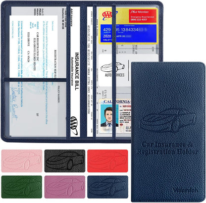 Valardoh Premium Car Registration and Insurance Card Holder, Car Document Holder for Cards, Driver License & other Essential Documents (Pink)