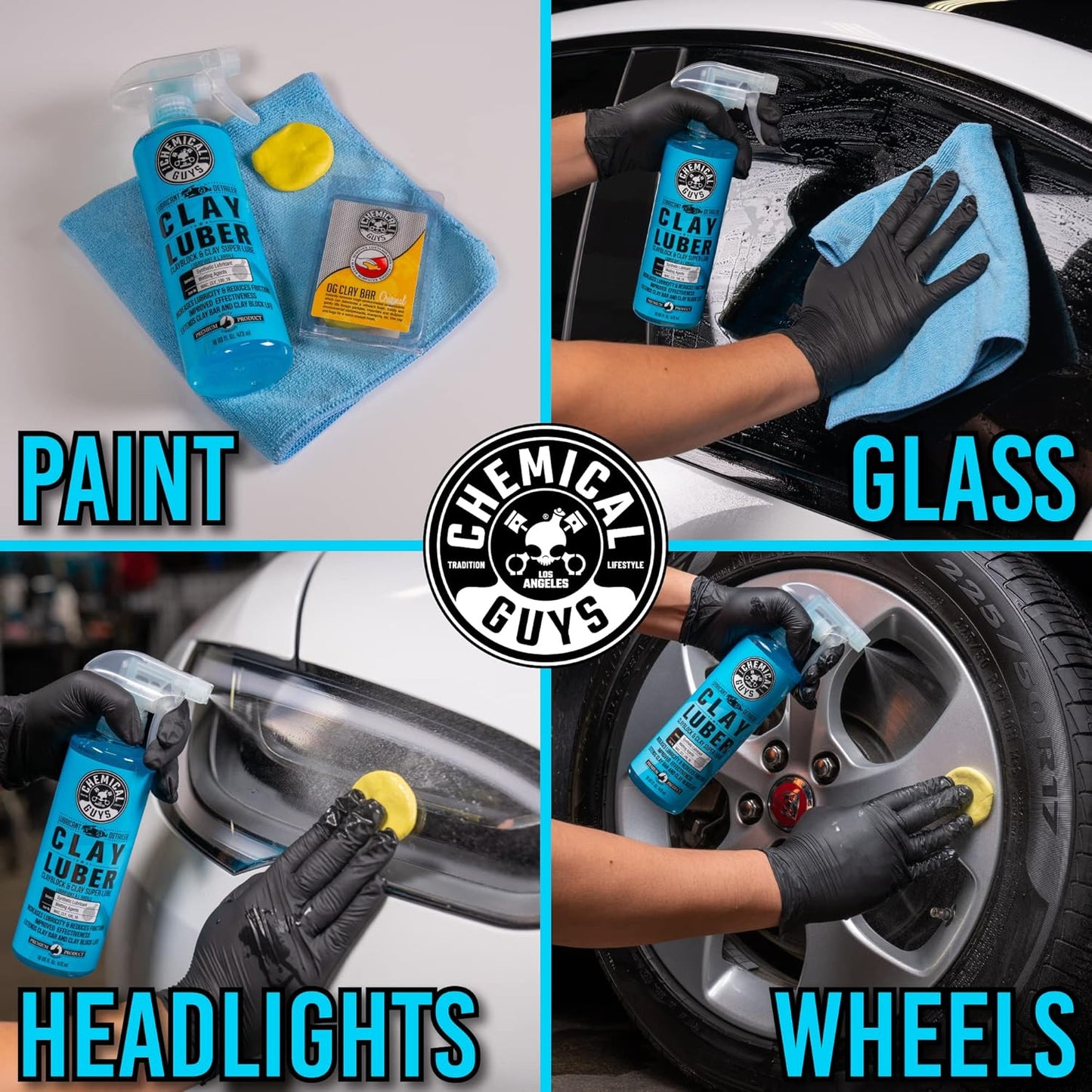Chemical Guys Clay Bar Kit, Medium Duty with Luber Synthetic Lubricant – Removes Embedded Dirt, Restores Smooth Paint, Preps for Wax and Sealant - Safe for Cars, Trucks, SUVs, 16 oz, 2 Items
