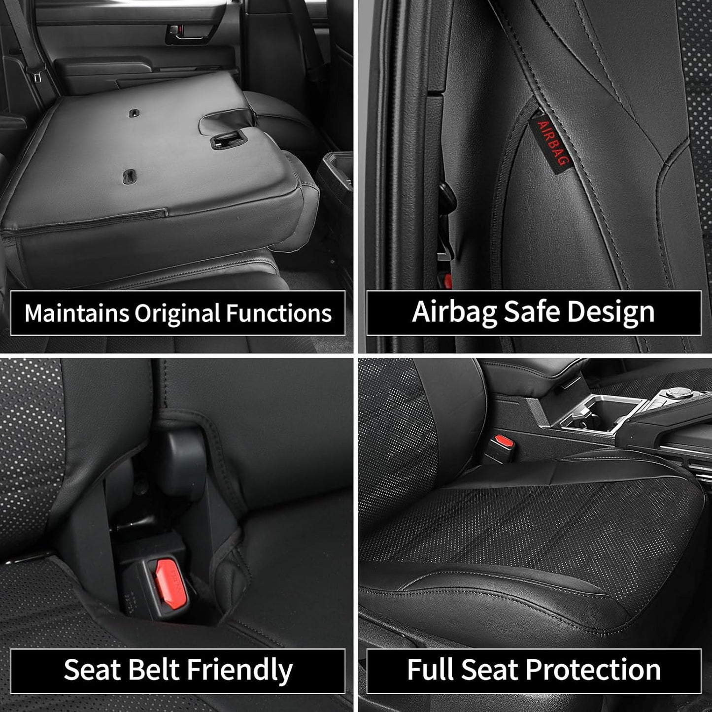 EKR Tacoma Car Seat Covers Custom Fit for Toyota Tacoma (Petrol) 2024 2025 2026 DoubleCab/CrewCab SR/SR5/TRD Sport/TRD Off-Road/Limited -Truck Seat Covers Full Set,Faux Leather(Black)