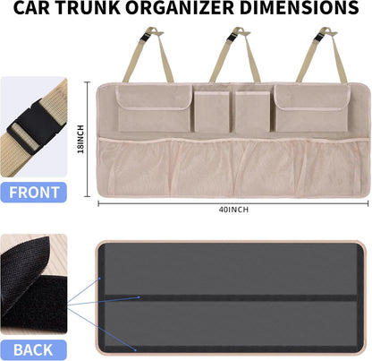 Car Trunk Organizer and Storage, Large Capacity Backseat Hanging Storage Accessories, Backseat Car Organizer for SUV/MPV/Truck (Black)