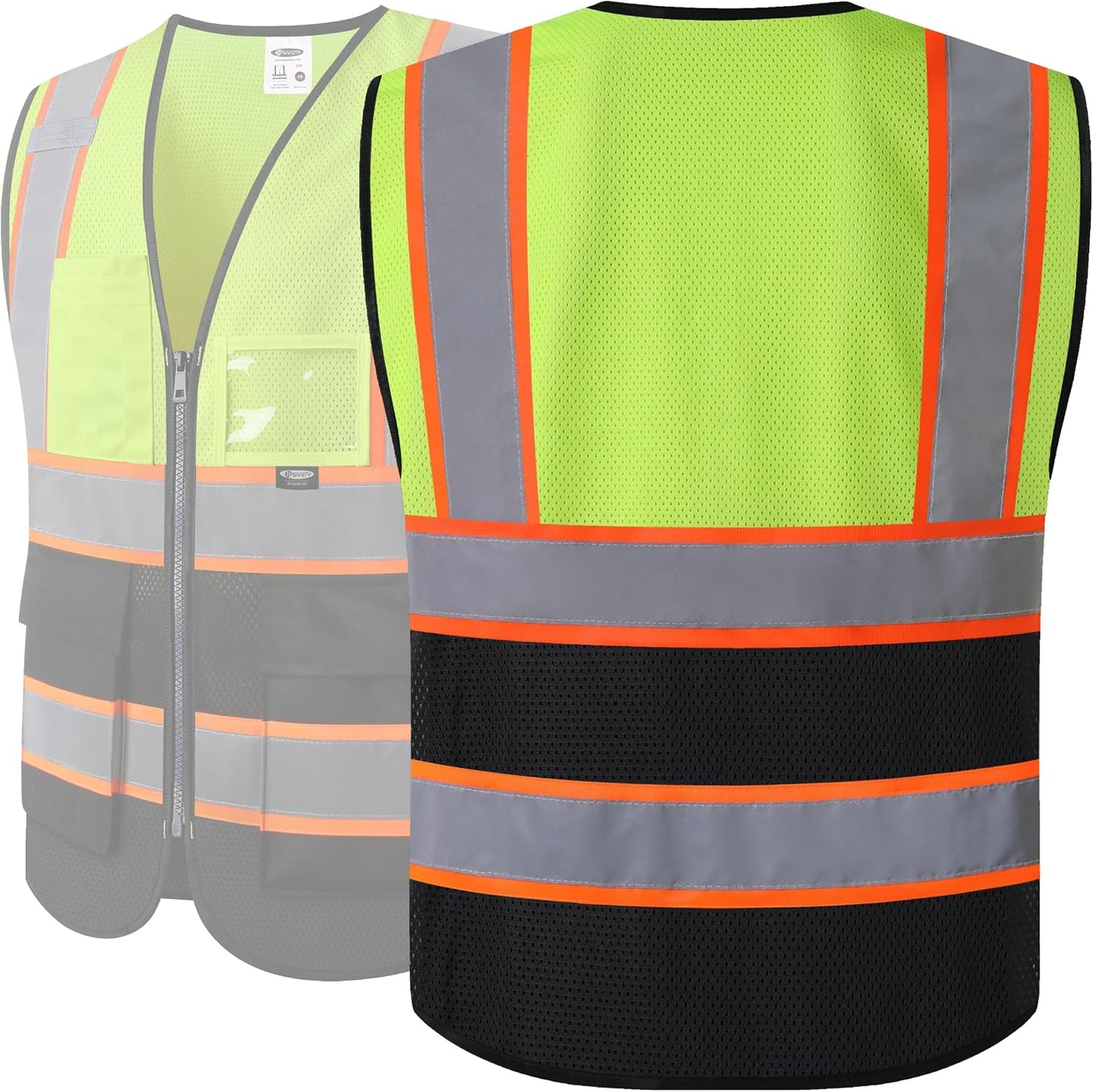 JKSafety Safety Vest for men women Hi Vis Reflective Vest with Pockets and Zipper High Visibility Meet ANSI Standard（BX320