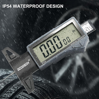 GODESON Digital Tire Tread Depth Gauge - IP54 Waterproof, 2.5" LCD Screen, 3 Modes (Fraction/Inch/MM), 1" Range, Auto-Off, Tire Wear Measure Gauge Tool 32nds for Car, Truck & SUV Tires