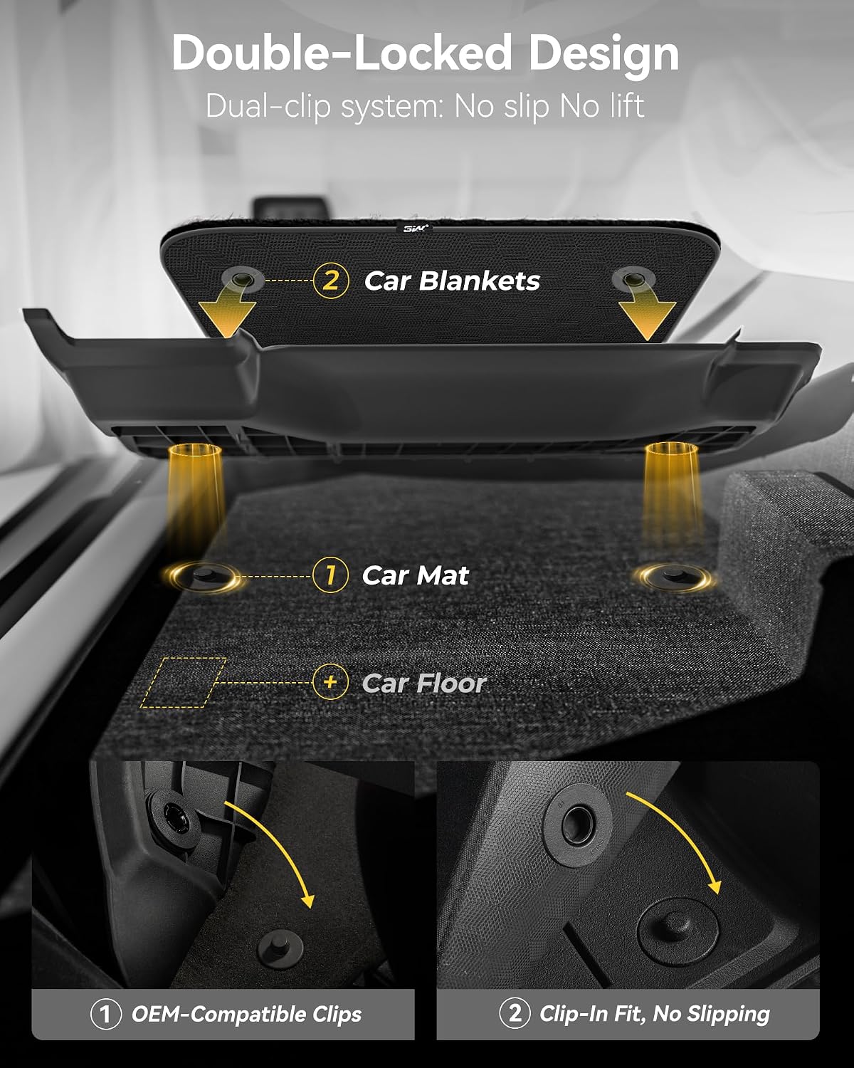 3W Floor Mats & Cargo Liner Fit for 2021 2022 2023 2024 2025 2026 Chevy Tahoe/GMC Yukon/Cadillac Escalade 7 Seat, TPE All Weather Custom Fit Car Accessories Heavy Duty Rubber Full Set Trunk Mats - Colors A