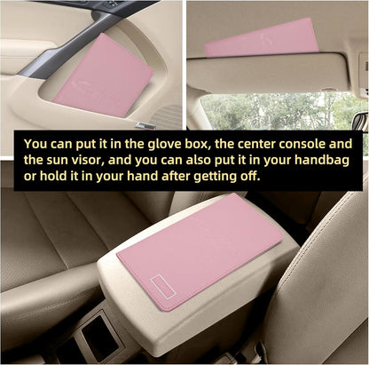 Premium Car Registration & Insurance Card Holder with Magnetic Closure & Clear Pockets, Glove Box Organizer for Documents, Driver's License (Reticulated black)