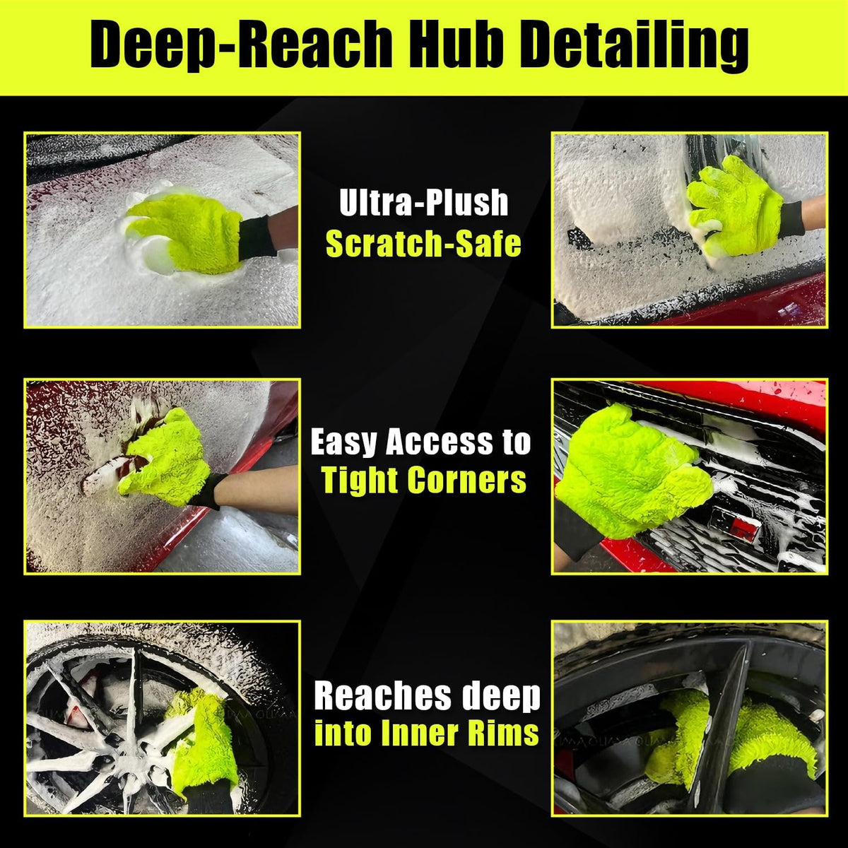 XINDELL 2 Pack Car Wash Glove - Ultra-Soft Plush Fluffy Bear Paw Foam Wash, Scratch-Free Five-Finger Brush, Thickened Car Cleaning Mitt