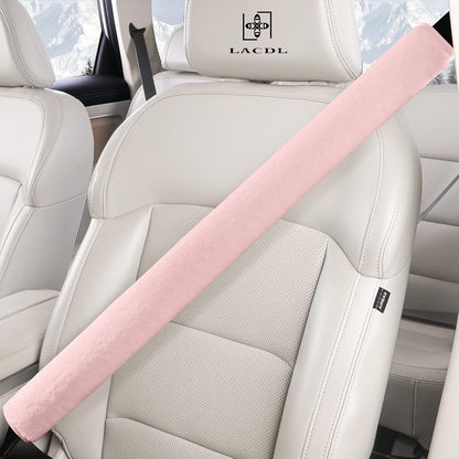 LACDL Extra Long Seatbelt Cover Super Soft Furry for Adults Kids Women & Men, Thick Plush Full Car Seat Belt Strap Cushion, Fluffy Shoulder Pad Protector, Auto Interior Accessories, 1pc, Black, 15.5in