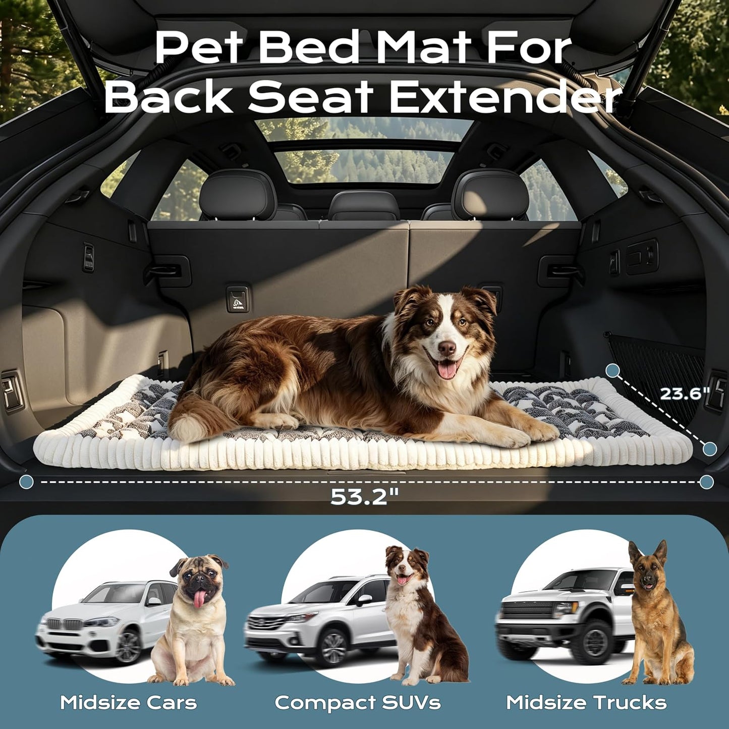 Backseat Dog Bed Mat for Car, Dog Car Seat Cover for Back Seat, Pet Car Blanket Soft and Comfortable, Bottom Non-Slip, Washable Travel Pet Mat for Cars Trucks and SUVs