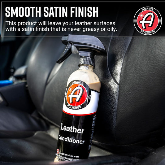 Adam's Polishes Leather Conditioner 16oz - Conditions Leather, Vinyl, and Plastic Interior Surfaces - Contains Premium UV Blockers for SPF 65 Protection - Long Lasting Protection